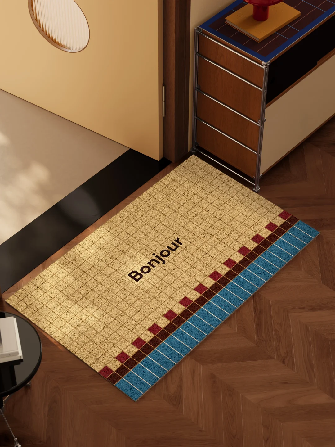 包豪斯美学落地🔛让玄关眼前一亮的撞色地垫