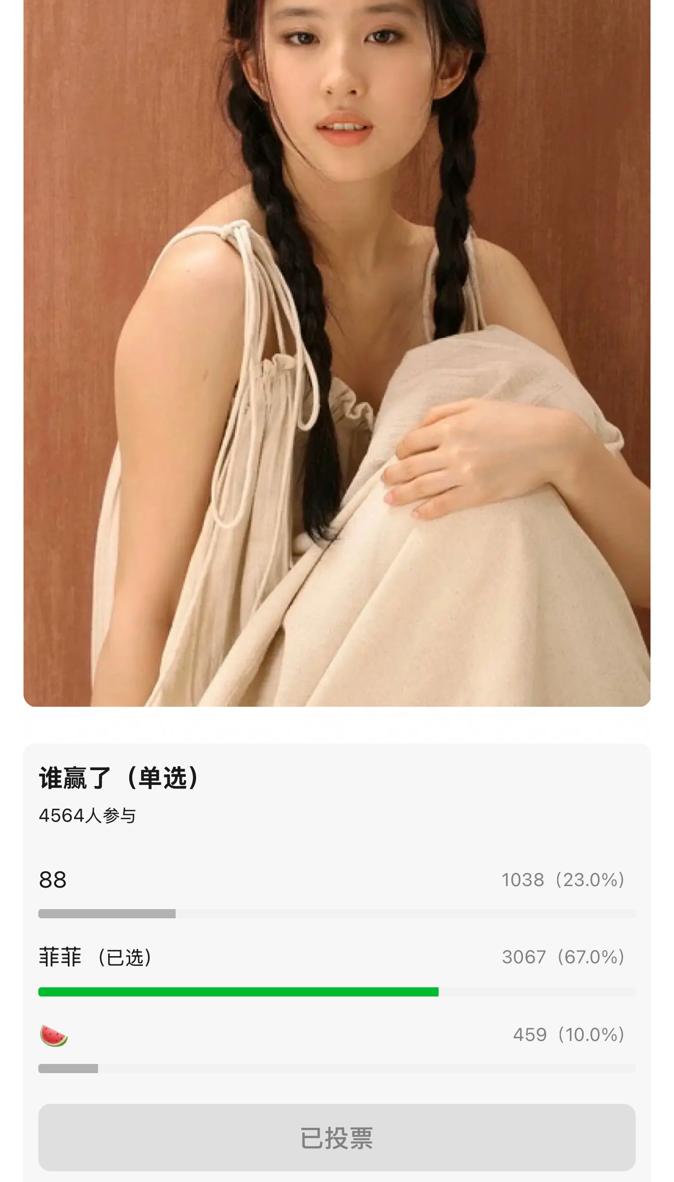 很难相信这是在乐子组的投票 