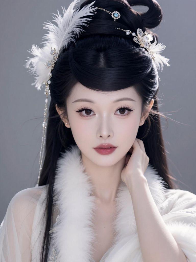 AI羽饰古风照  毛羽古风灵狐写真照特效 灵狐仙子造型 狐系古风写真