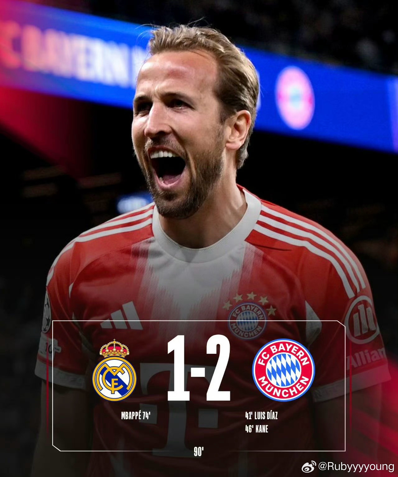 皇马1比2拜仁皇家马德里哈里凯恩 人挪死，树挪活，凯恩这赛季估计欧冠也有了 