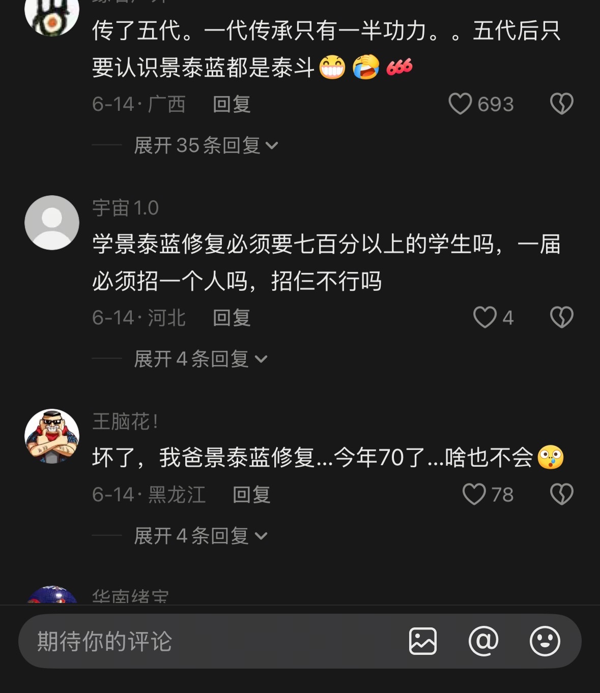 麻烦下次不要读这么冷门的专业了景泰蓝修复真的是我见过最冷门的专业了不过冷门也有些