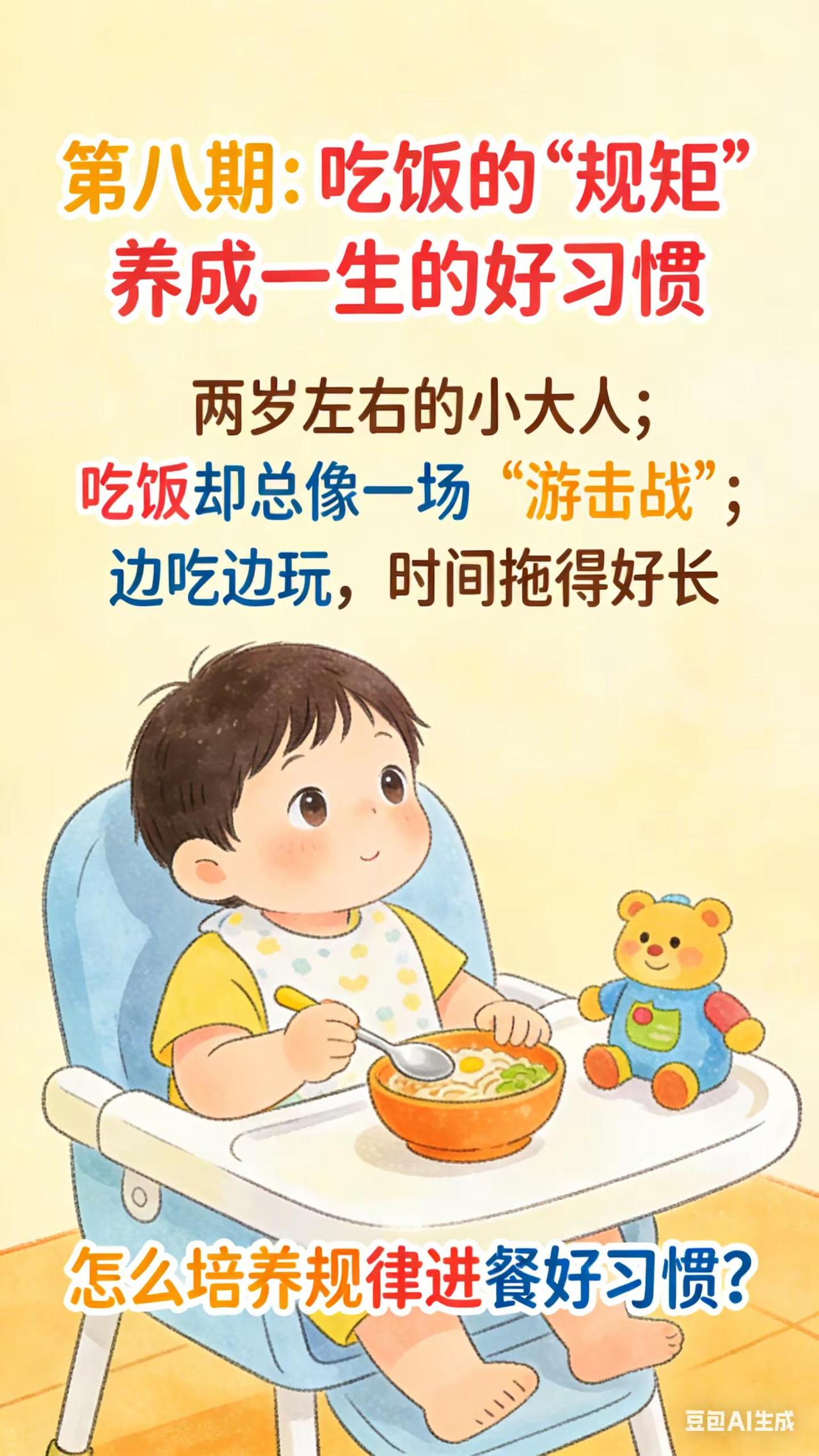 0-3岁喂养与饮食：8.养成吃饭的好规矩。宝宝 2 - 2.5 岁，吃饭时间不规