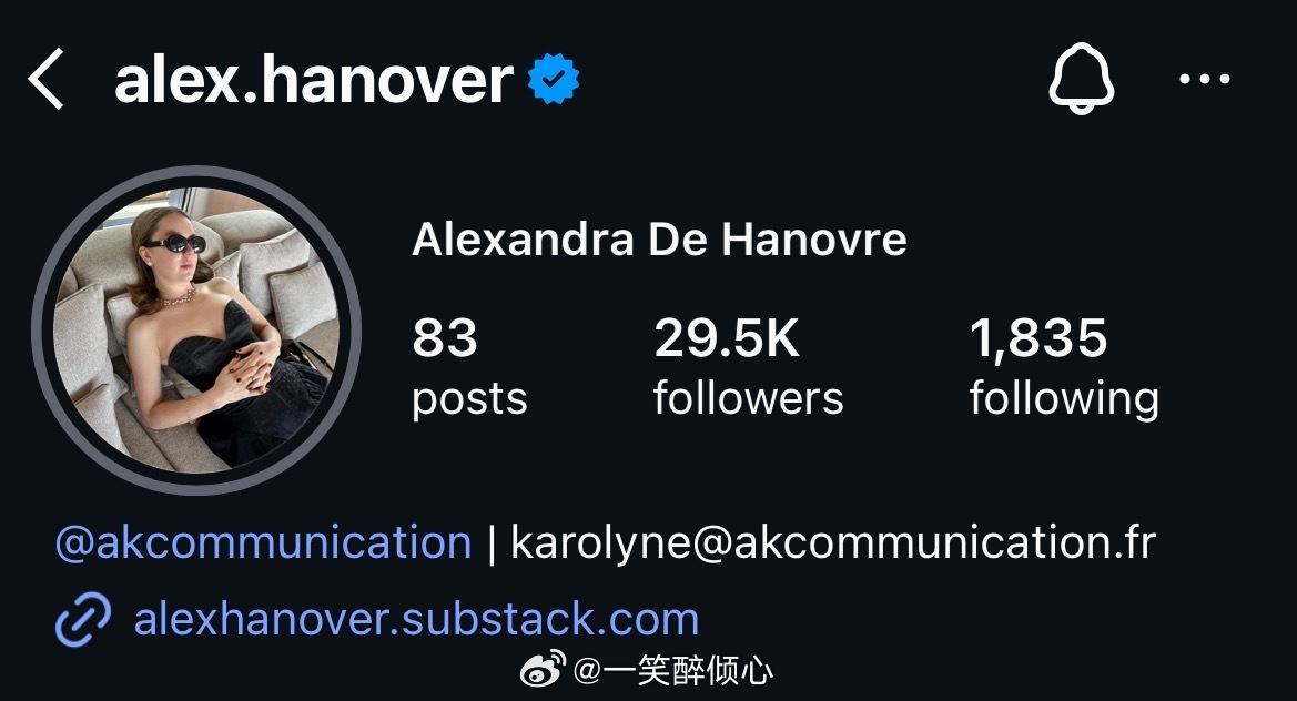 如果有人对汉诺威的亚历山德拉公主感兴趣，又想了解她的近况，可以关注她的IG📱a