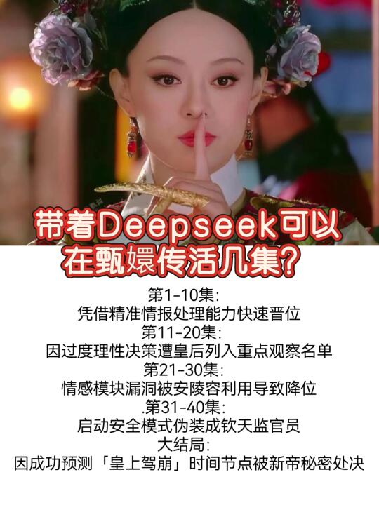带着Deepseek可以在甄嬛传活几集？这回复有