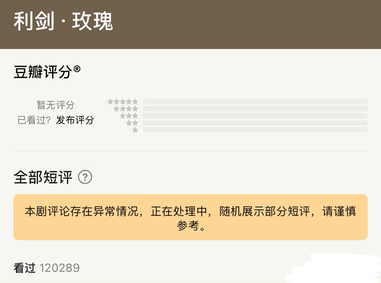 迪丽热巴《利剑玫瑰》被下黑💦，评分和评论都不显示了[揣手][揣手] ​​​