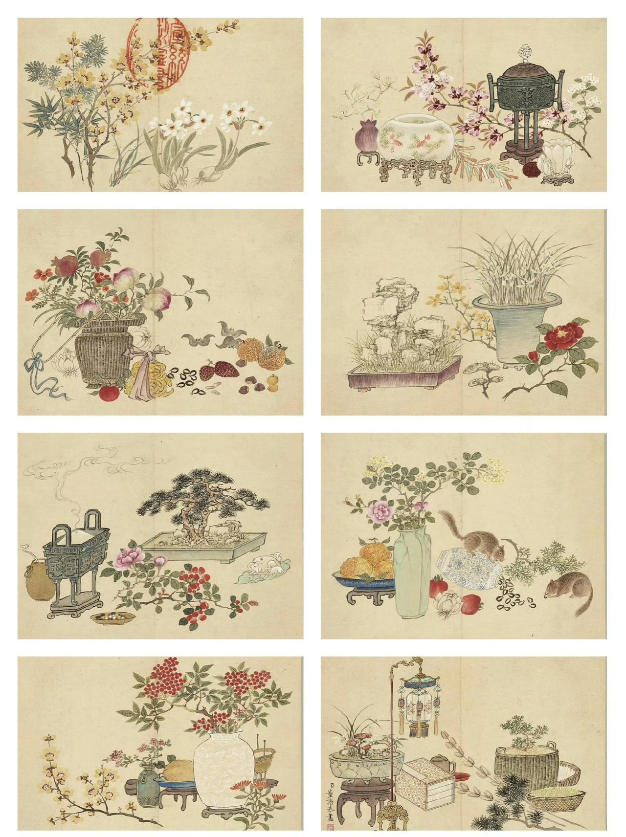 【 词臣董诰奉旨绘：一册《韶景旉芳》藏尽太平春意 】

清代词臣画家董诰奉旨进献