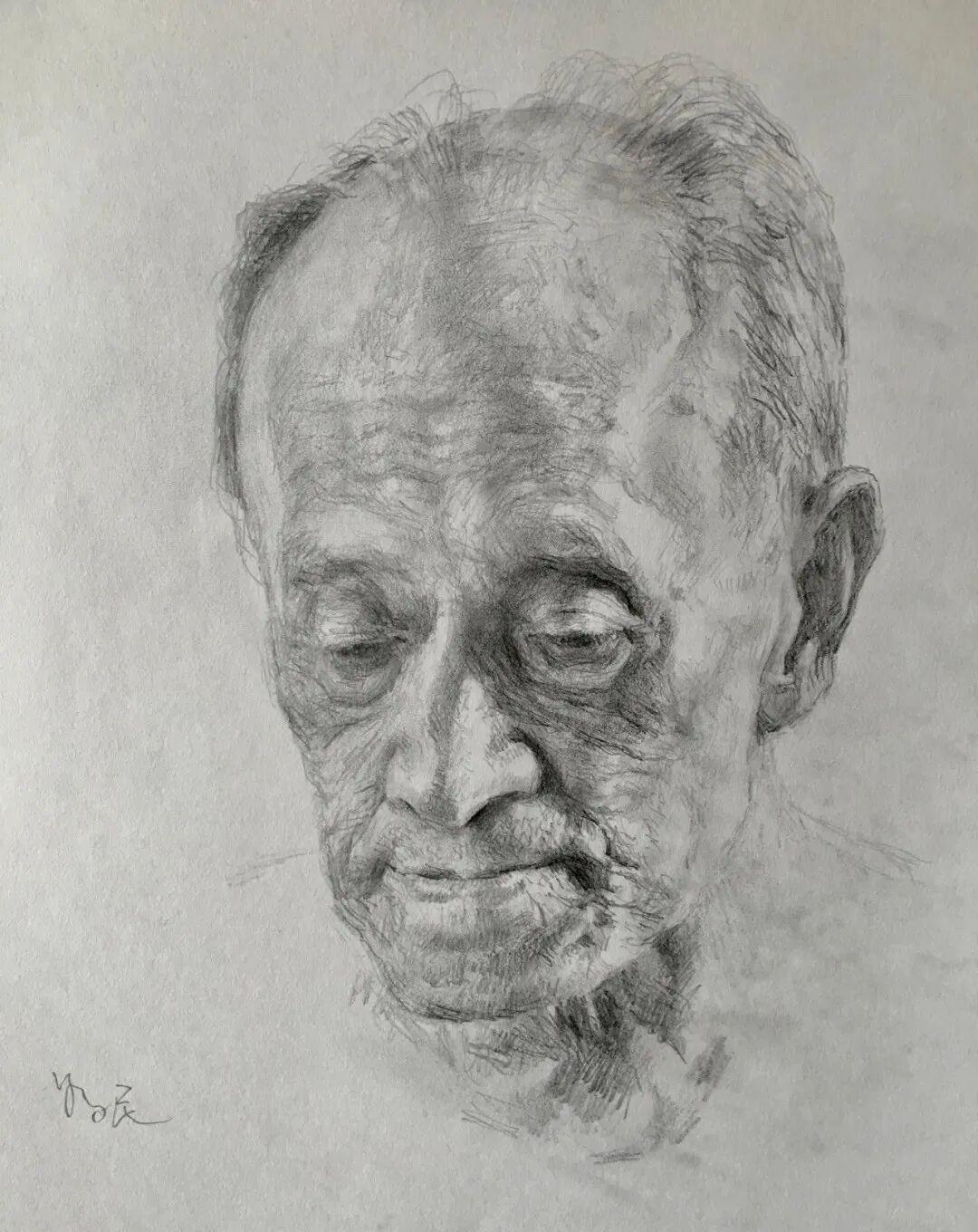 央美副院长孙为民的素描，技法朴实调子轻松，却很有感染力，他擅长捕捉人物的内在气质