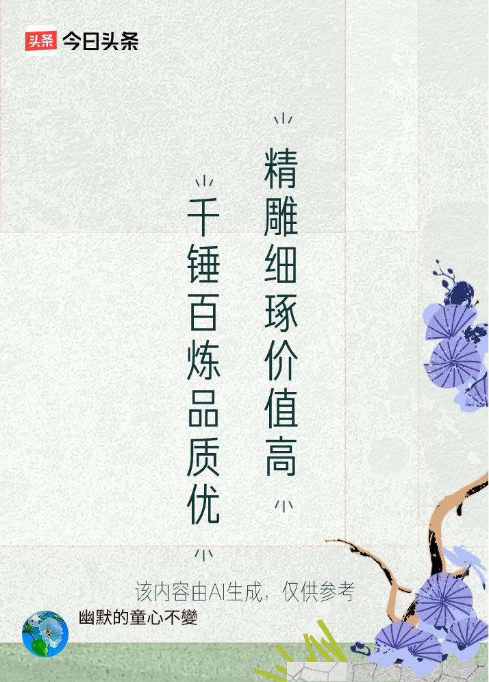 解析：前半句“千锤百炼”体现反复打磨的过程，对应“精雕细琢”同样强调精细加工的过