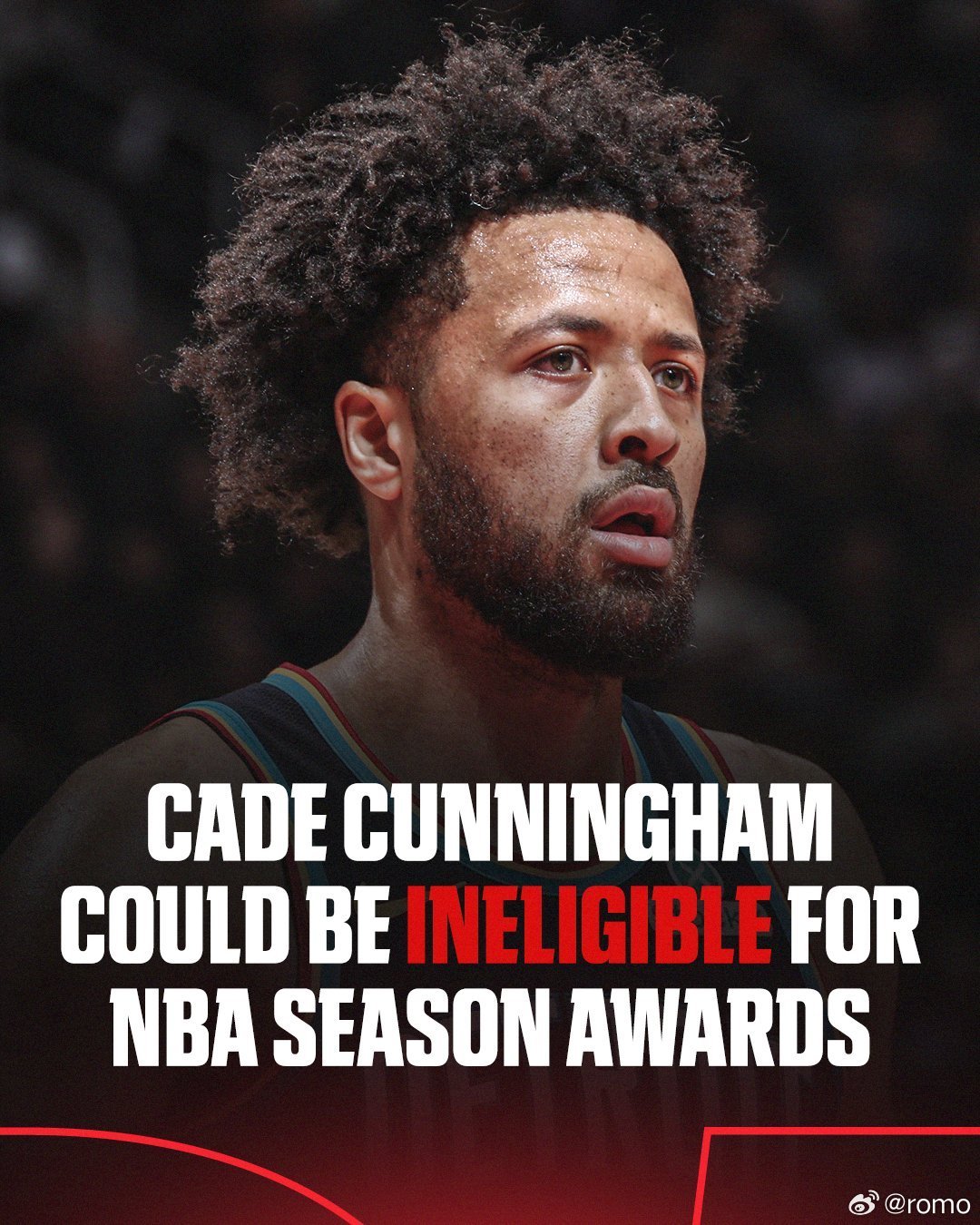 凯德·坎宁安在前天对奇才队的首节5分钟一个侧扑抢球中受伤，今天被诊断出肺萎陷，预