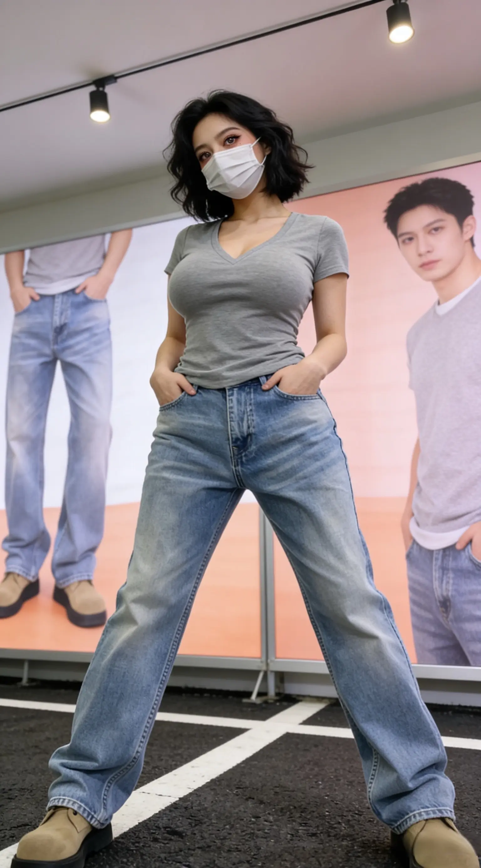 春季水洗浅蓝色纯棉质感牛仔裤中直筒微宽松松弛感高级感痞帅长裤