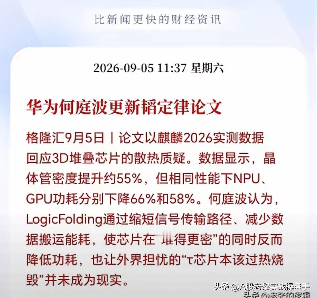 下周半导体要继续疯狂了吧…
周末华为爆出重磅技术突破，LogicFolding逻