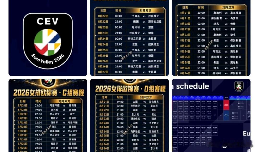 【2026年女排欧锦赛分组➕小组赛赛程➕赛制】

🔘🔸分组情况：
【A组】：