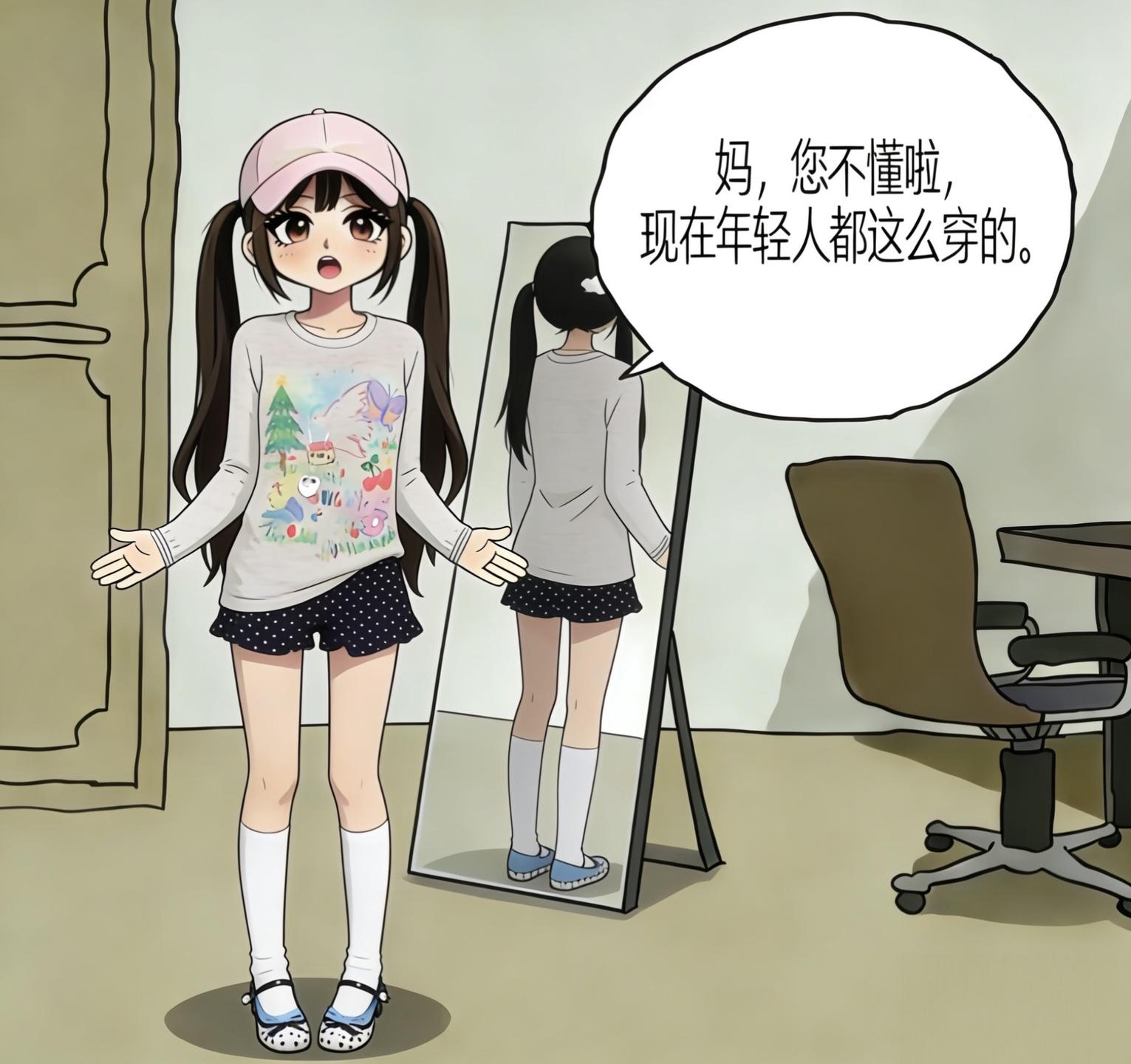 妈，您不懂啦，现在年轻人都这么穿的。