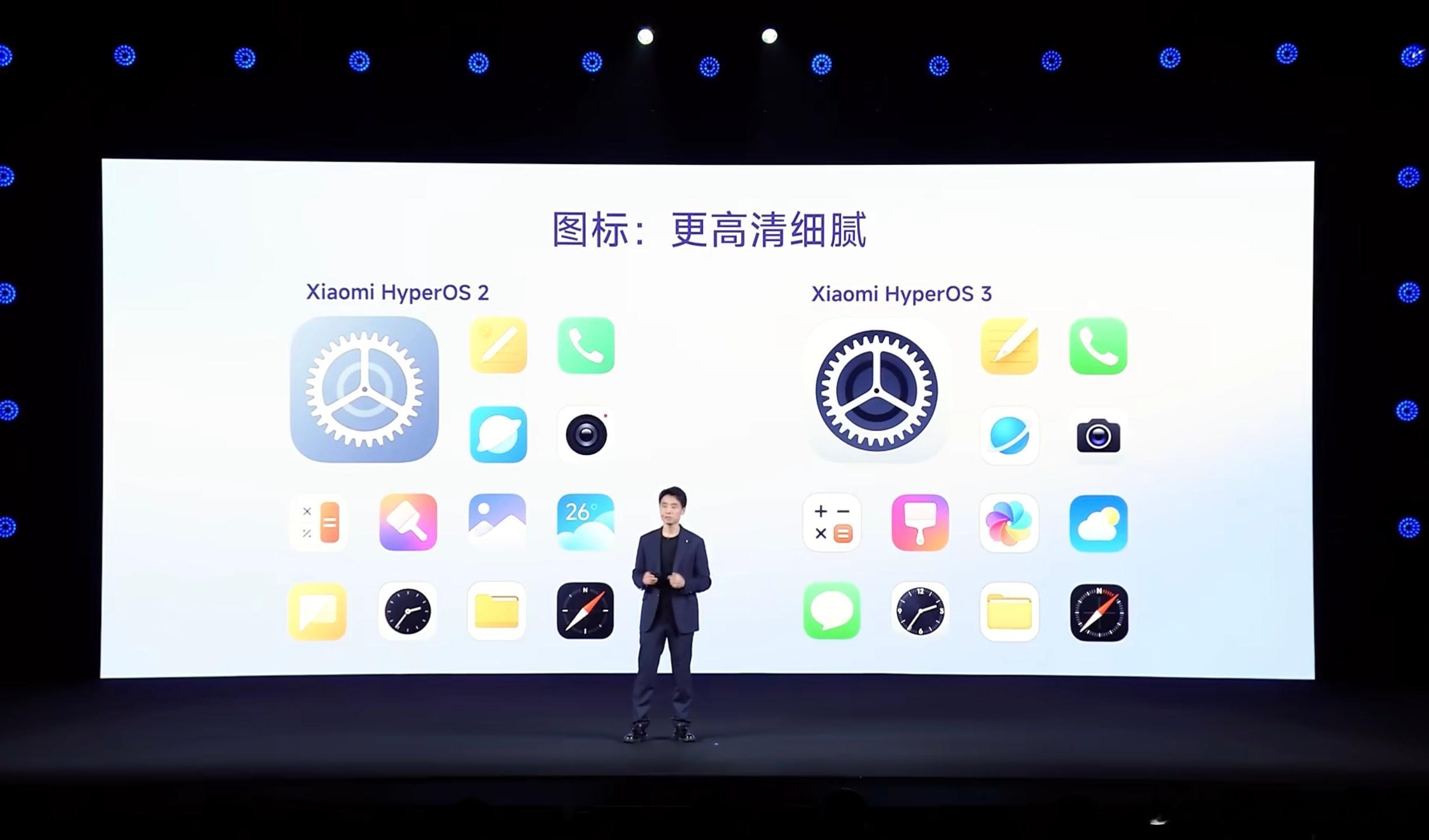 桌面图标翻新，状态栏图标可自定义。小米澎湃os3今日发布 ​​​