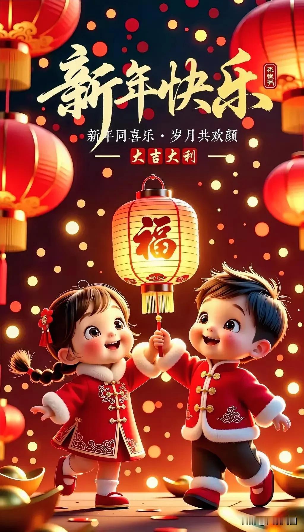 新年快乐！🎉🏮💖 大吉大利，福气满满！👧👦🏮💖