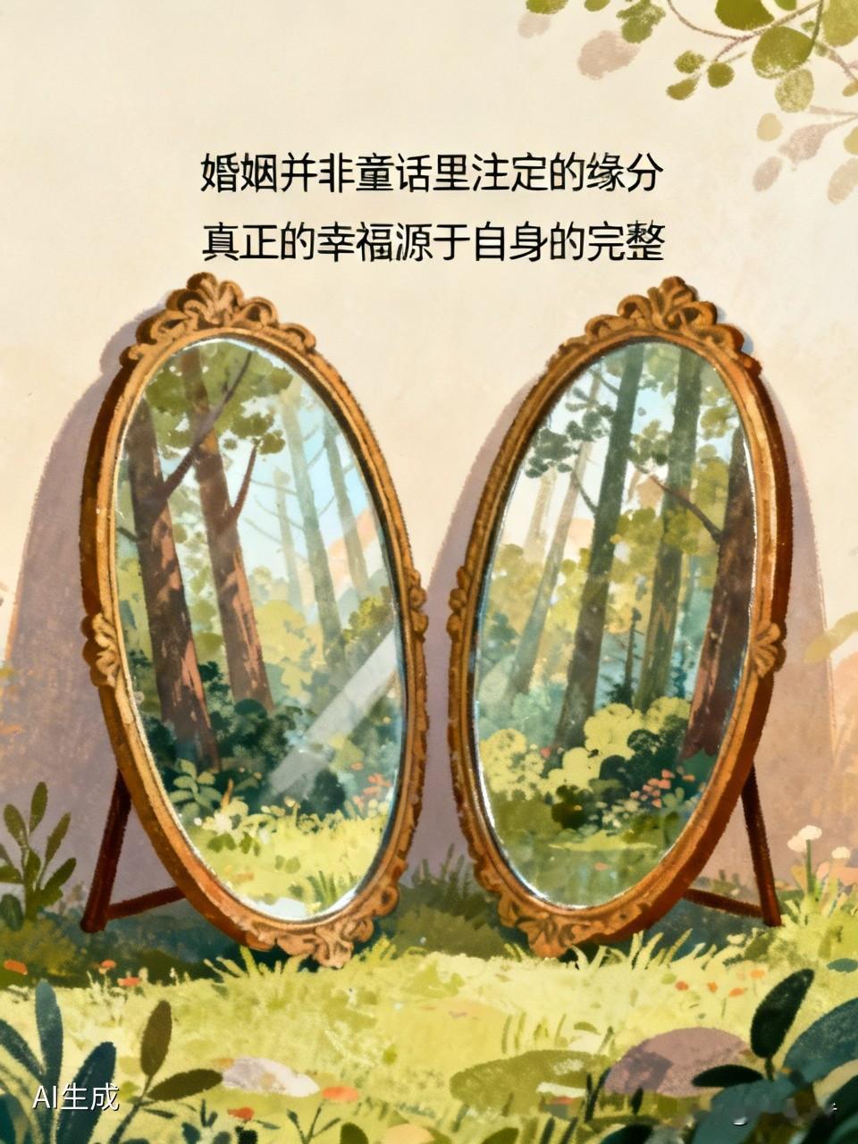 婚姻并非童话里注定的缘分，更不存在某个命中注定的人来填补你生命的空缺。真正的幸福