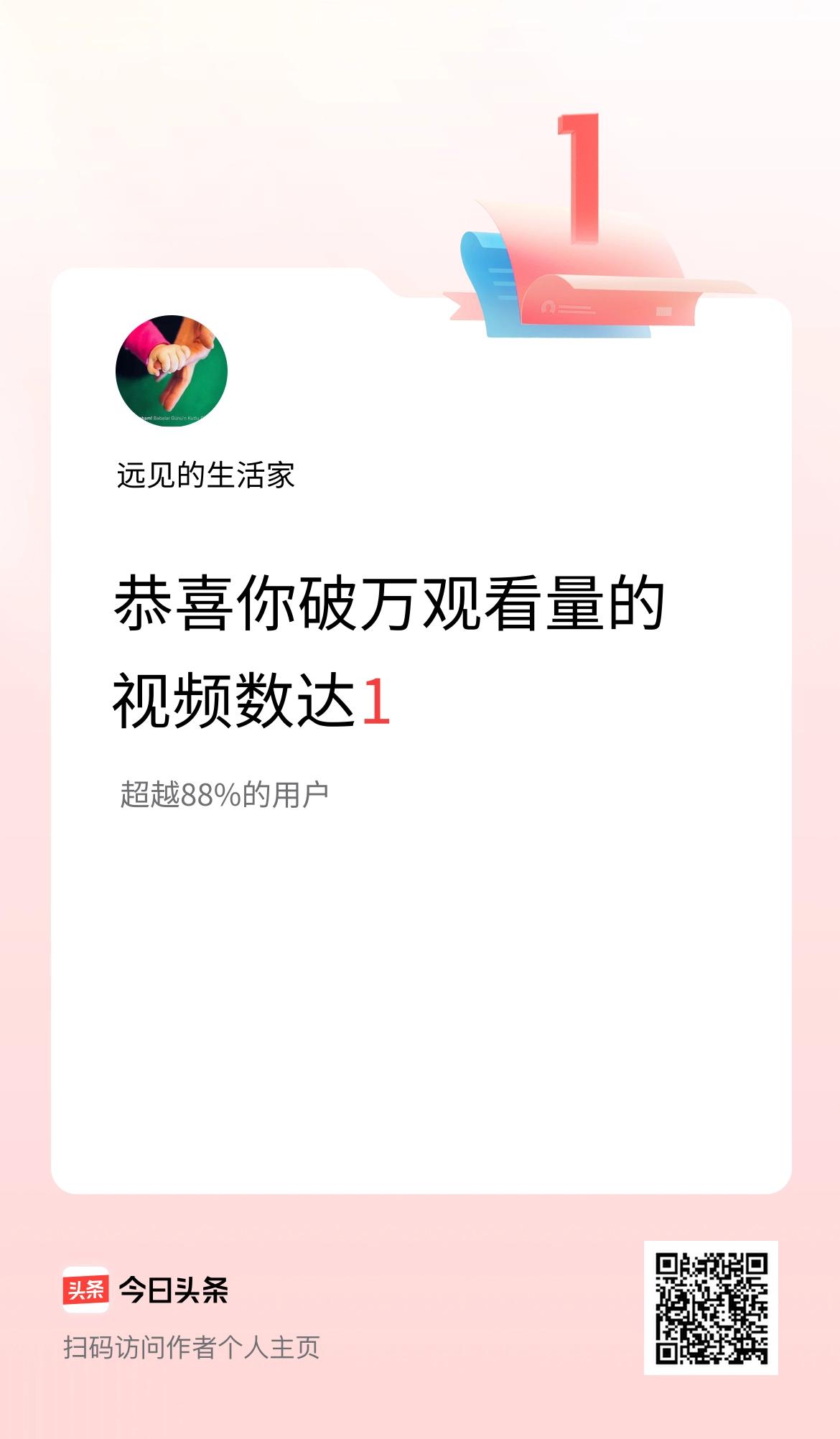 我在头条有1条视频播放量破万了！