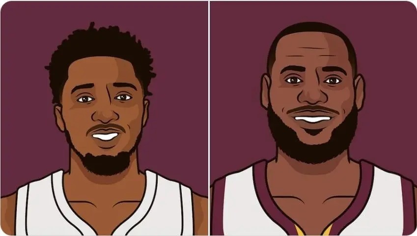 为骑士队史在抢七大战中曾单场砍下30+的球员：米切尔&詹姆斯 ​​​#米切尔太硬