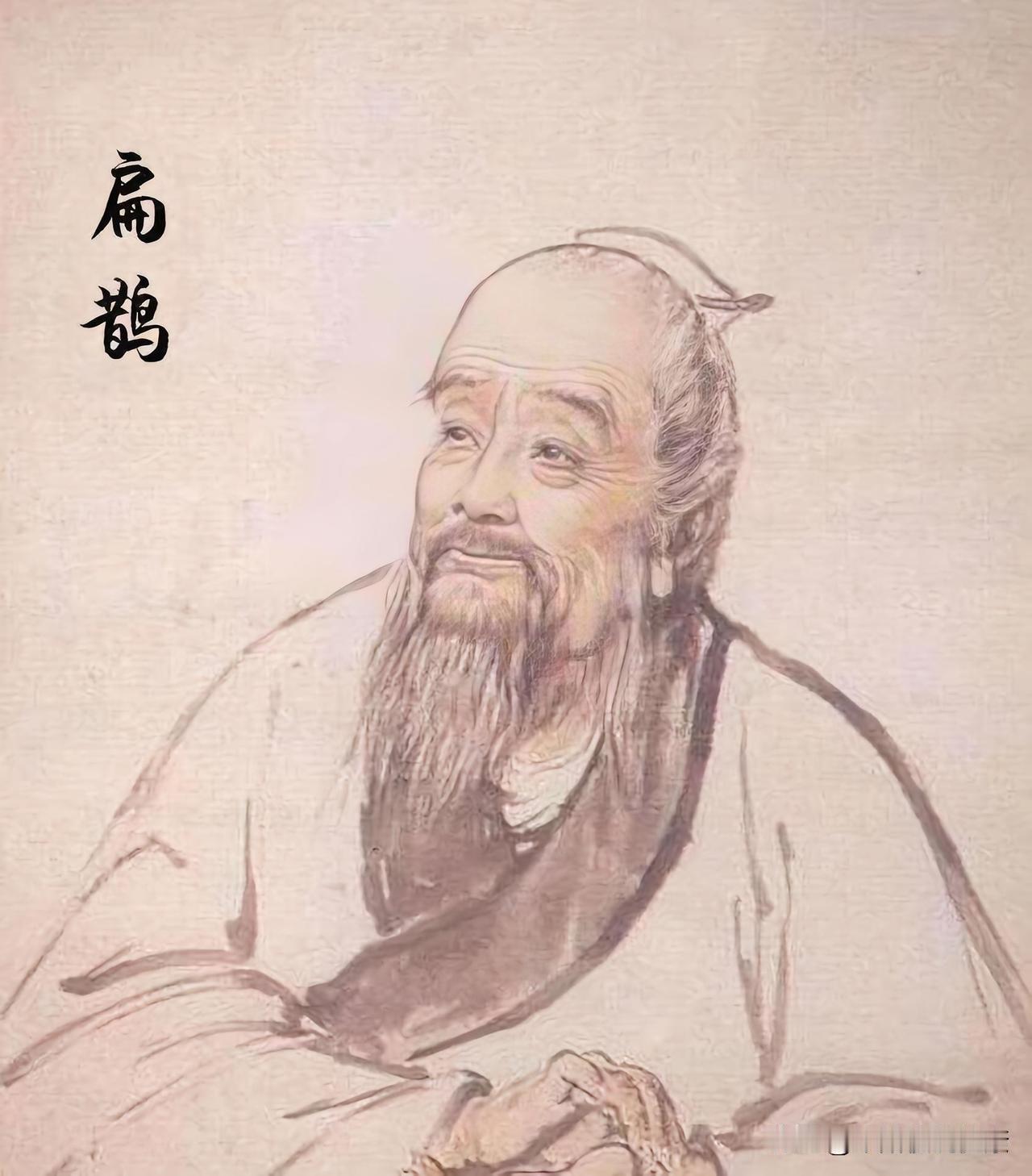 扁鹊本名秦越人，约公元前407—前310年，春秋战国著名医学家，渤海郡鄚（今河北