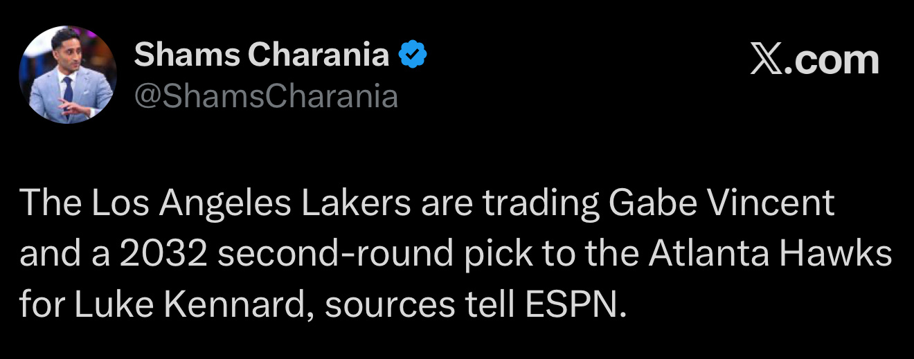 来动作了，文森特➕2032年次轮秀换肯纳德 