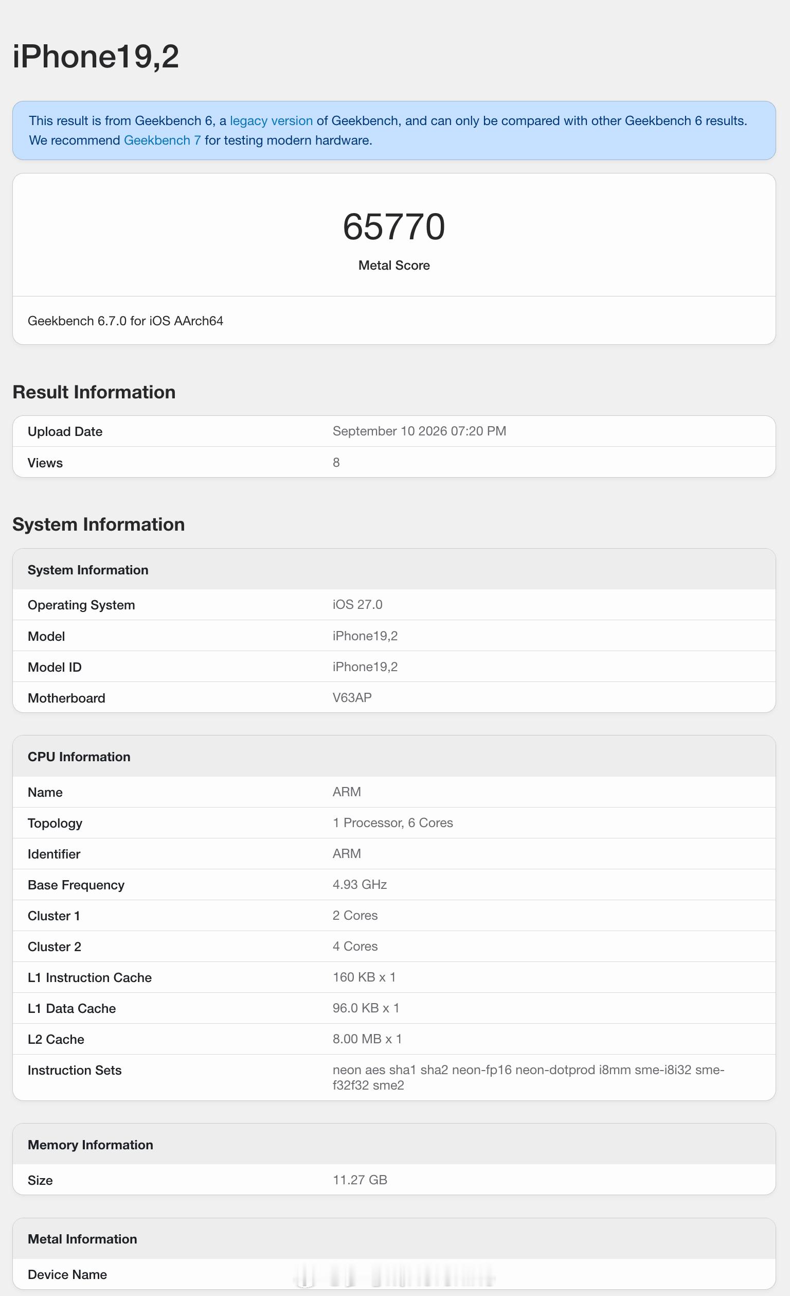 iPhone 18 Pro 系列已经有好几组 Geekbench 跑分出来了，采
