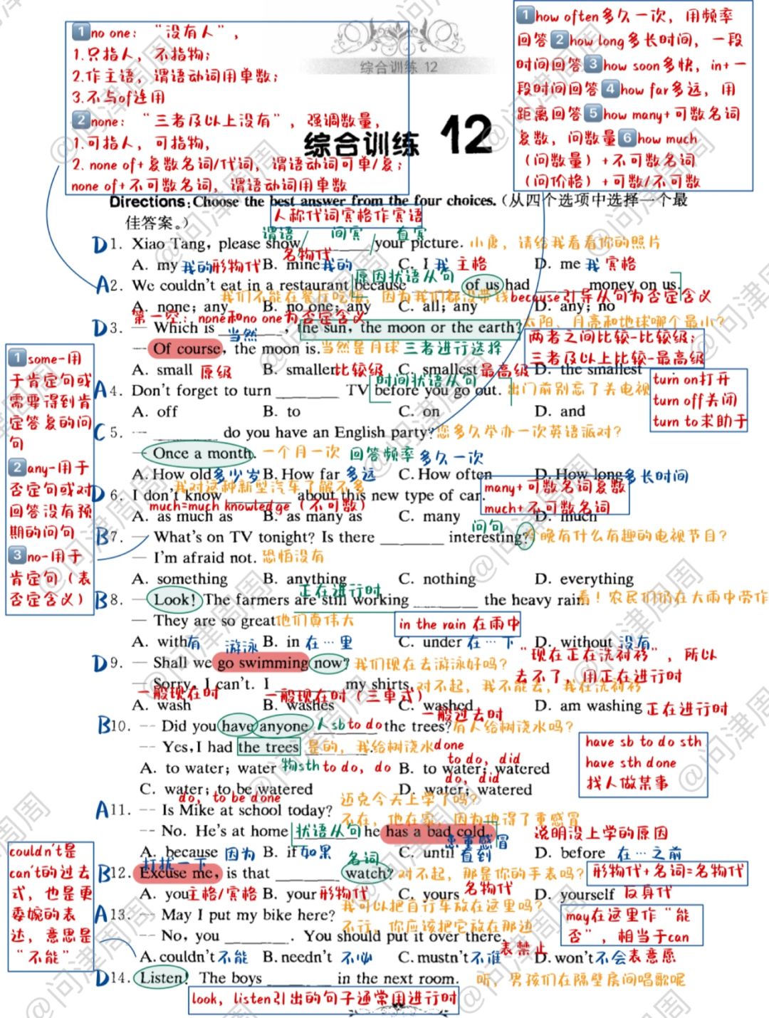 英语语法综合训练精解（1101-1114