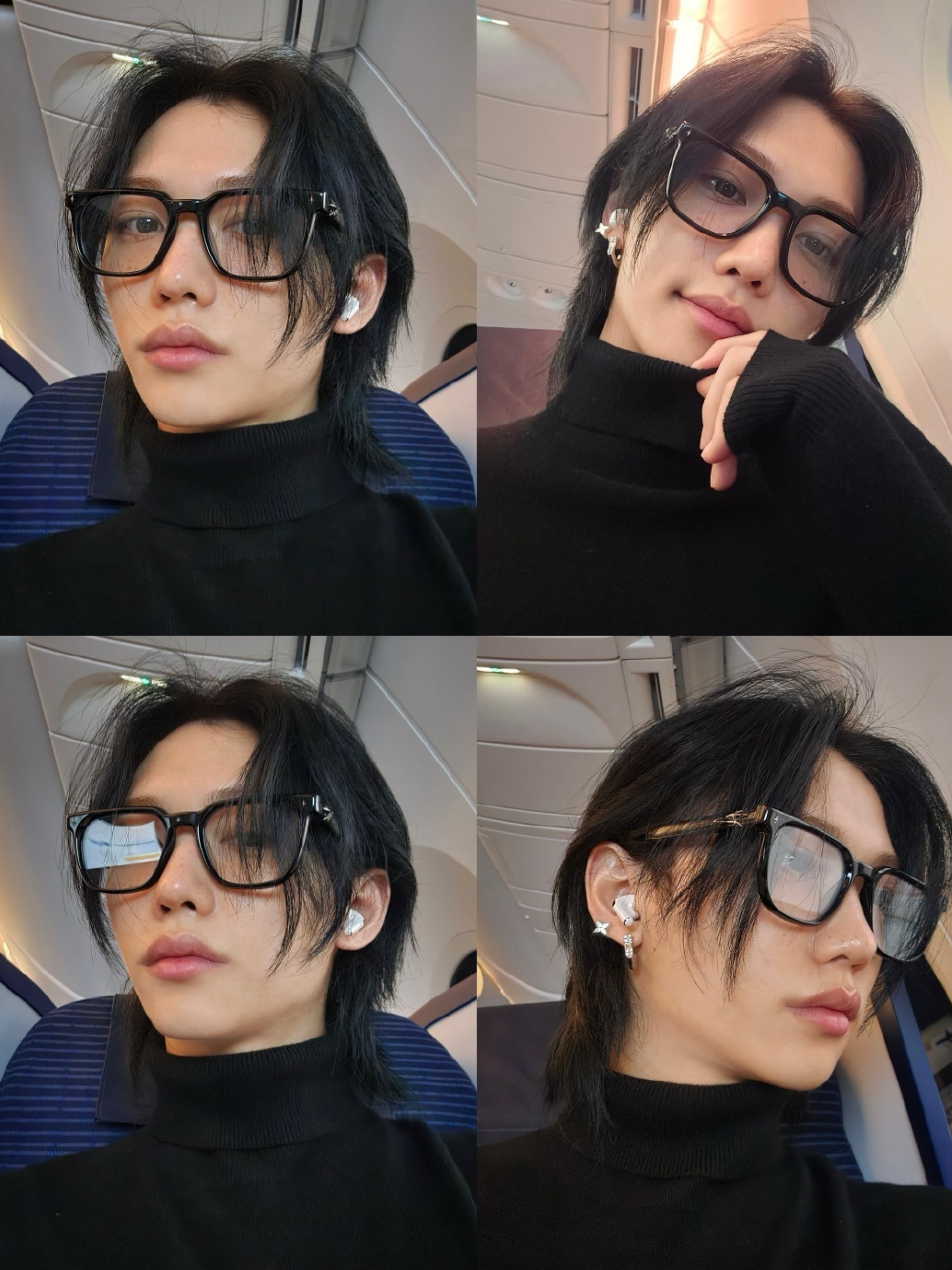 李龙馥Felix黑发➕～黑框眼镜➕黑色高领毛衣～不许有人忤逆这套[爱慕][爱慕]