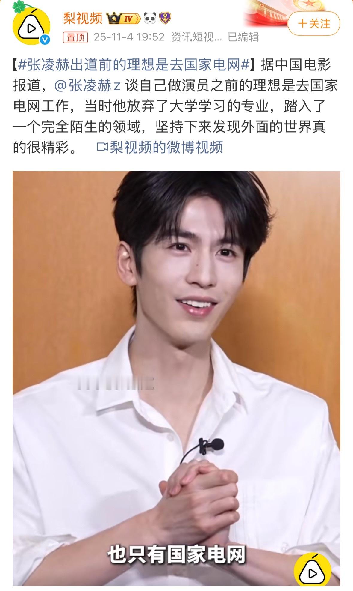 笑死，差点就是个电网男孩，届时国家电网代言人怕是非你莫属[笑cry]张凌赫出道前