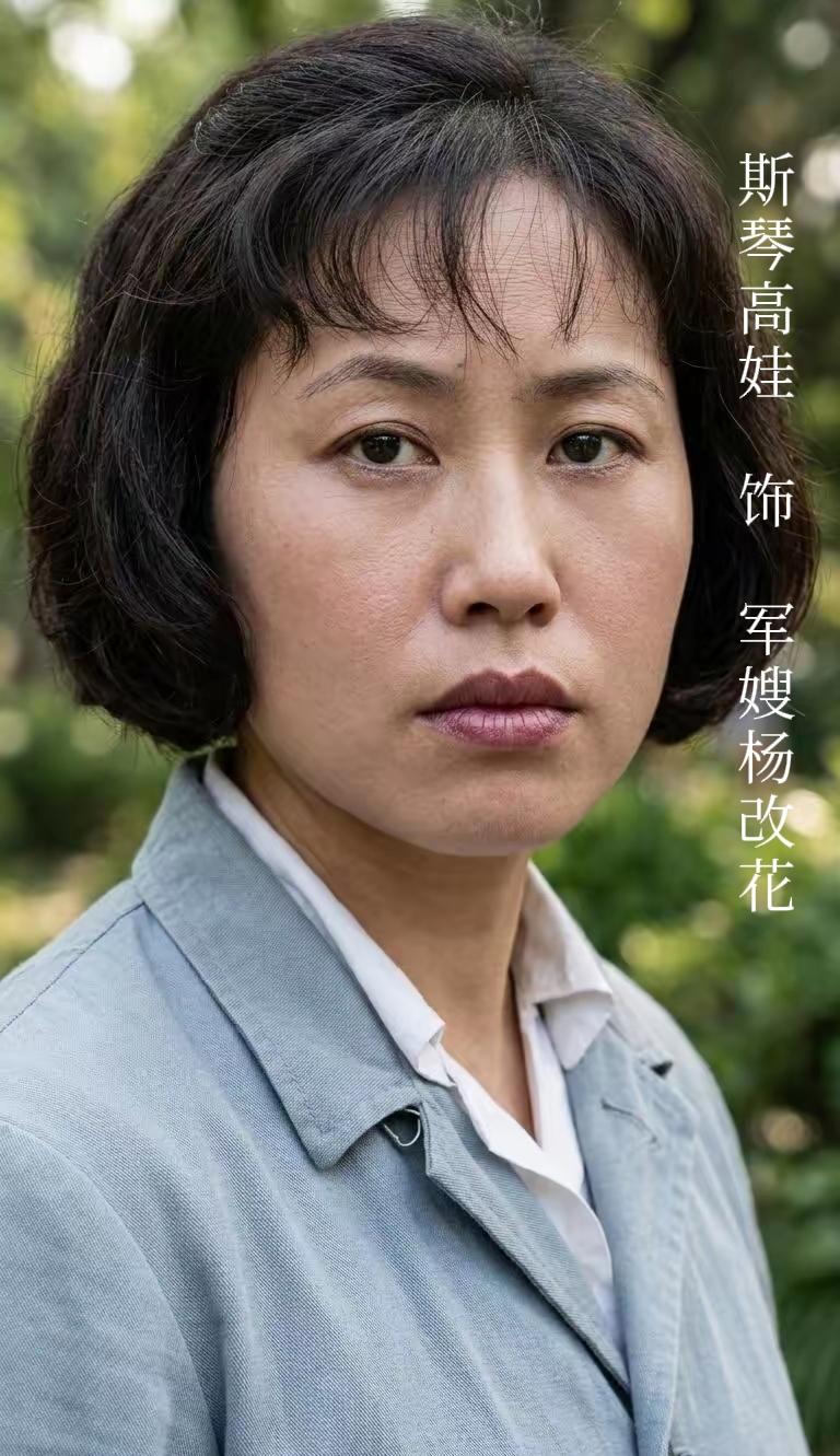 《高山下的花环》斯琴高娃饰演军嫂杨改花，她是炮排排长靳开来的妻子，原本只是一名普