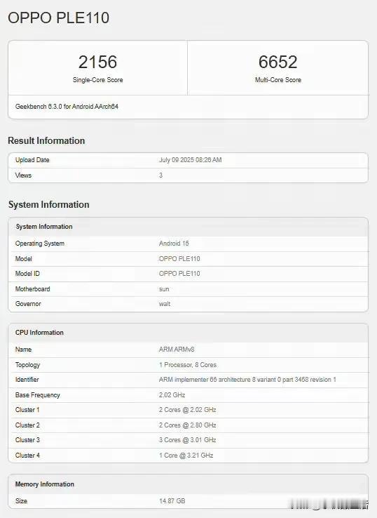 OPPO K13 Turbo跑分曝光:单核2156分、多核6652分

今日，有