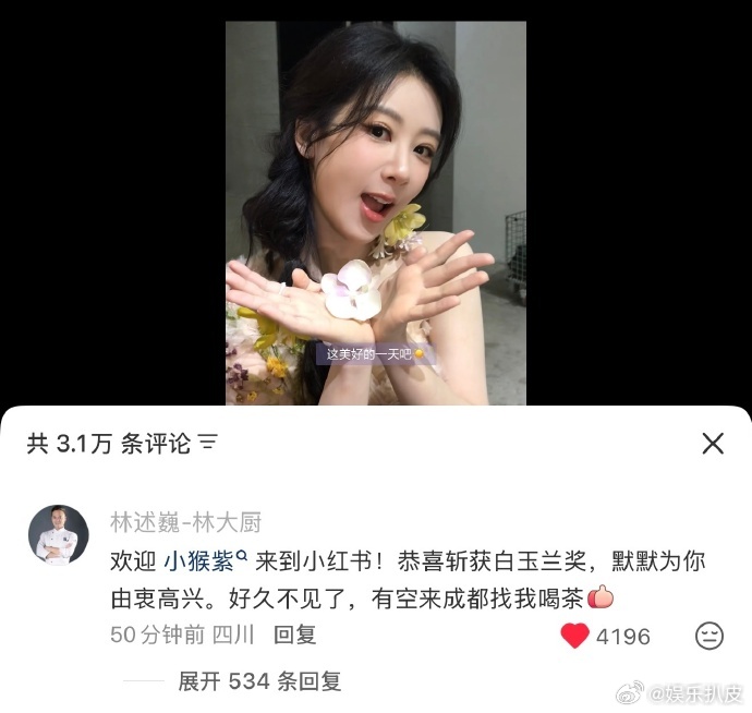 林大厨恭喜杨紫林大厨恭喜杨紫斩获白玉兰奖《中餐厅》林大厨恭喜杨紫斩获白玉兰奖！默