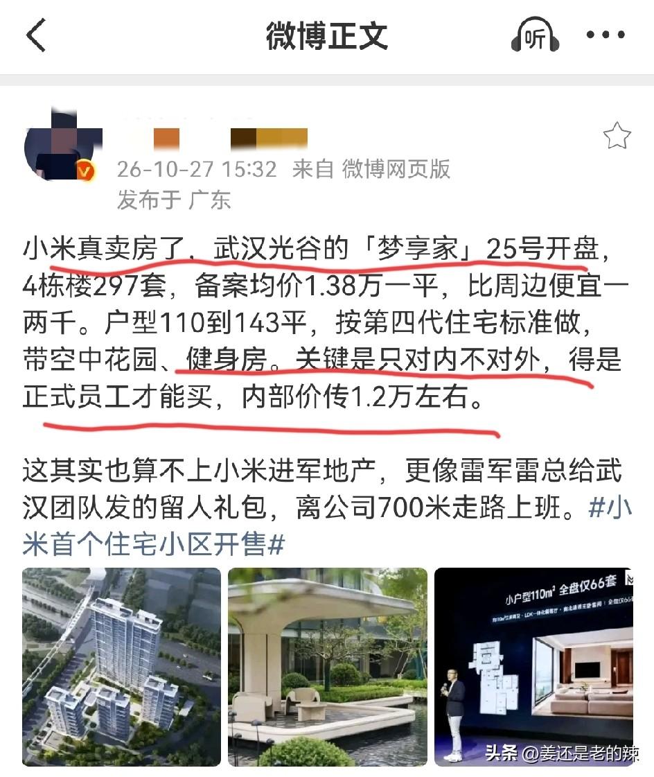 小米武汉光谷“梦享家”开盘，妥妥的内循环模式，小米赚钱就在小米内部花。
看了一下