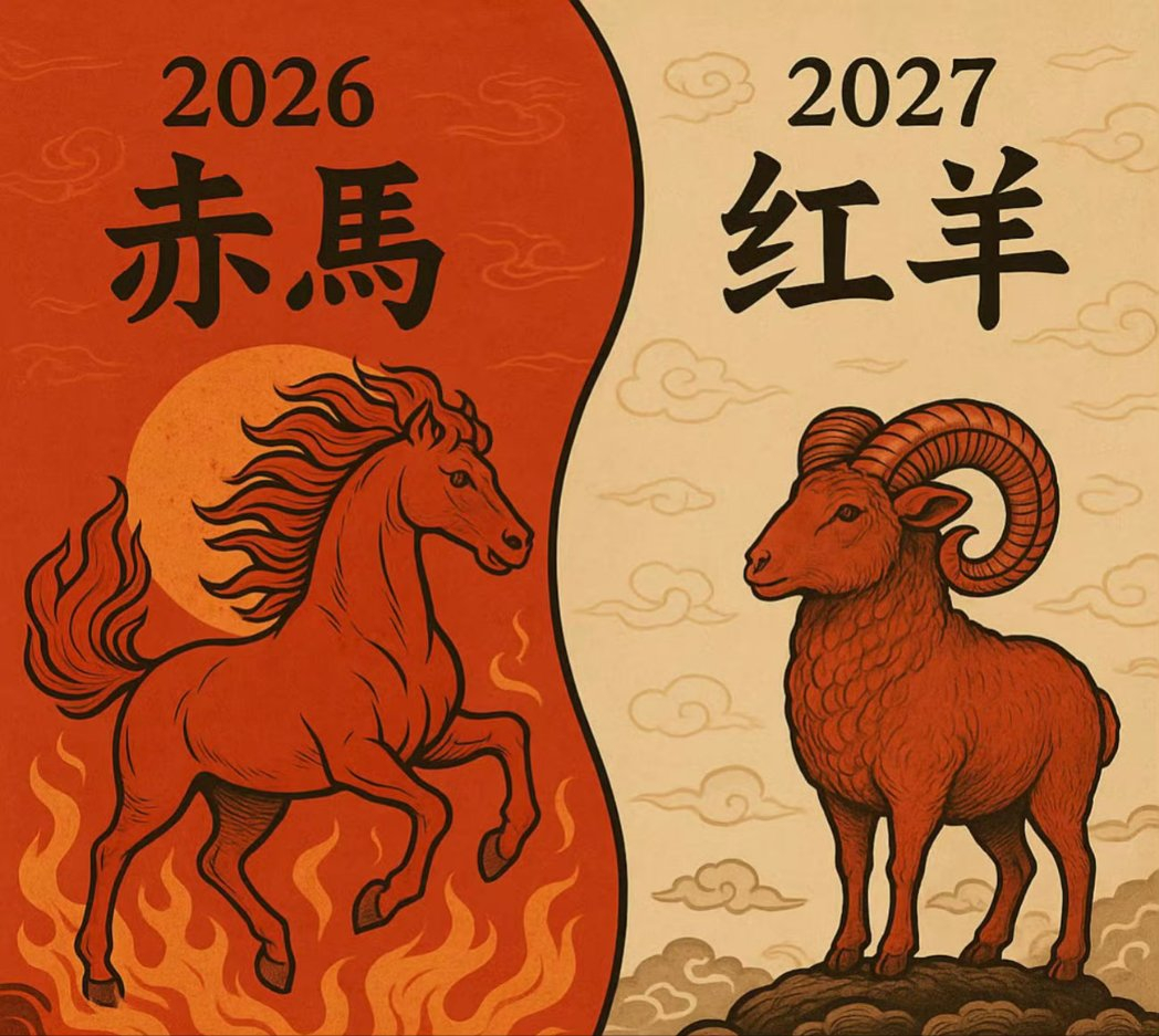 赤马红羊  “赤马红羊年”是中国古代谶纬学说中的一个概念，指干支纪年中的丙午年（