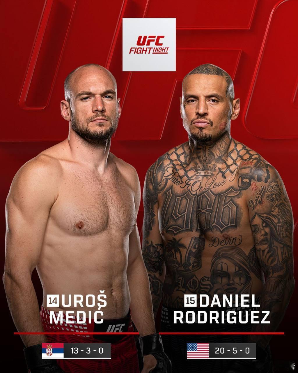 UFC首届贝尔格拉德站赛事头条主赛，主场作战的乌罗什·米契奇首回合仅仅30秒了丹