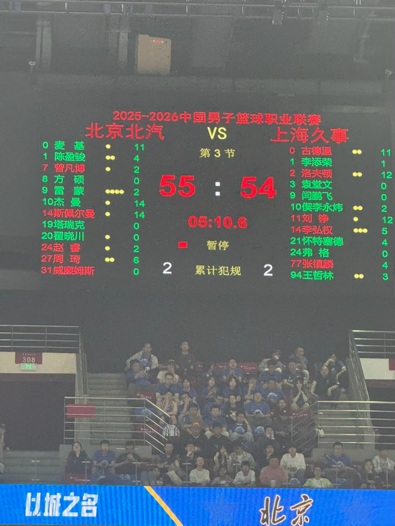 北京首钢北京男篮vs上海男篮 上海第三节开局19-4追到只差1分 