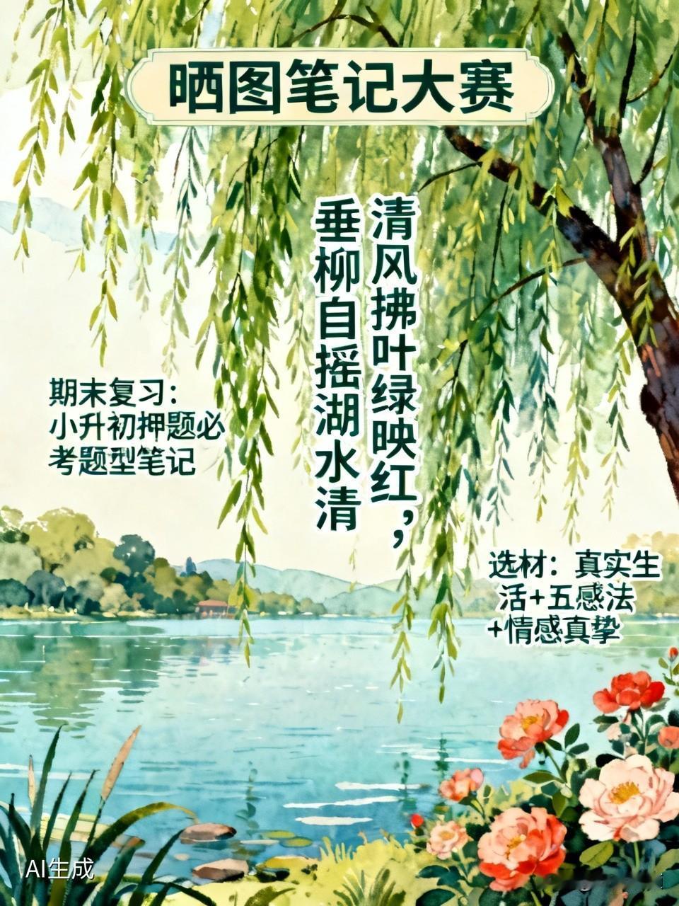 晒图笔记大赛 参加晒图笔记大赛超有意思！就像我之前拍了清晨的景色，“清风拂叶绿映