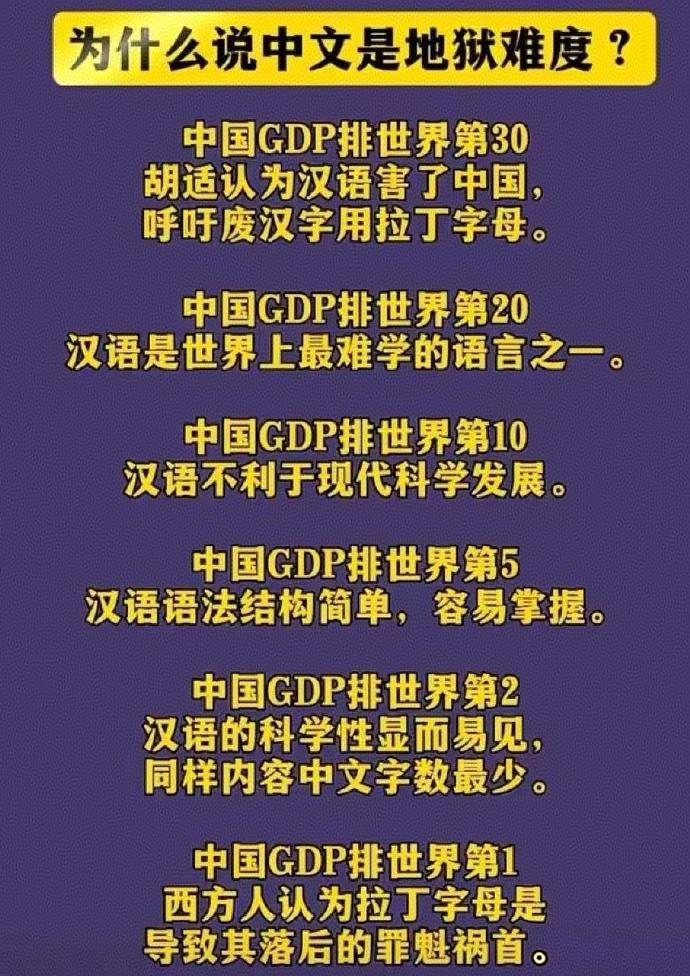 网友精辟地总结了汉字的近、现代史。
从当年差点被废除，到如今全世界越来越多人学习