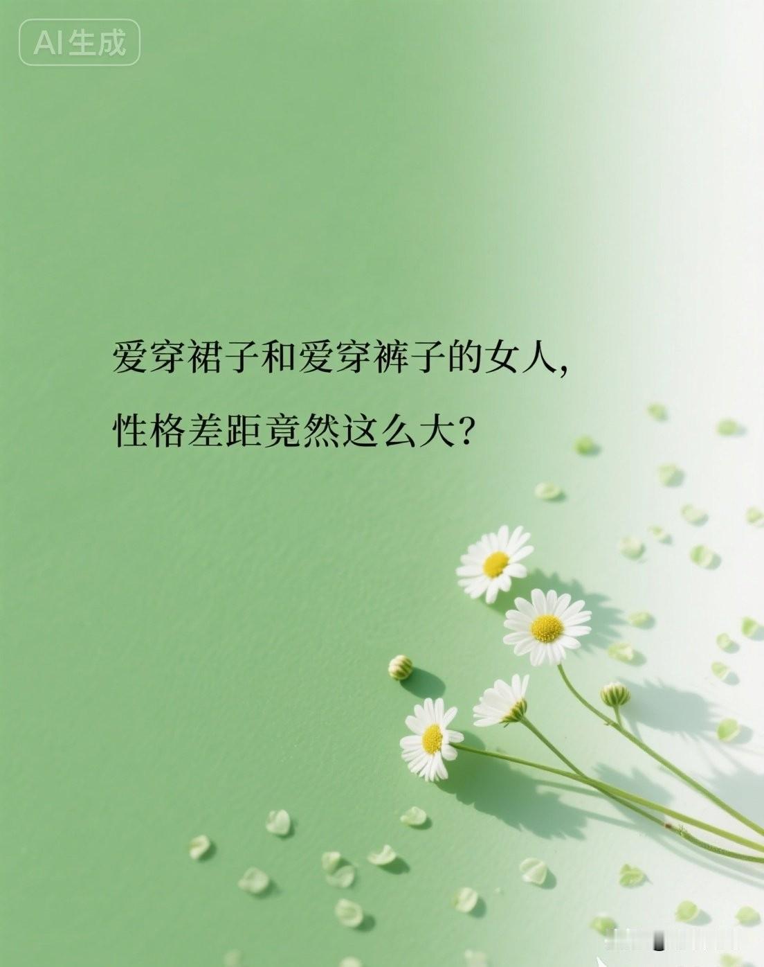 爱穿裙子和爱穿裤子的女人，性格差距竟然这么大？

心理学家荣格说：“服装，是人格