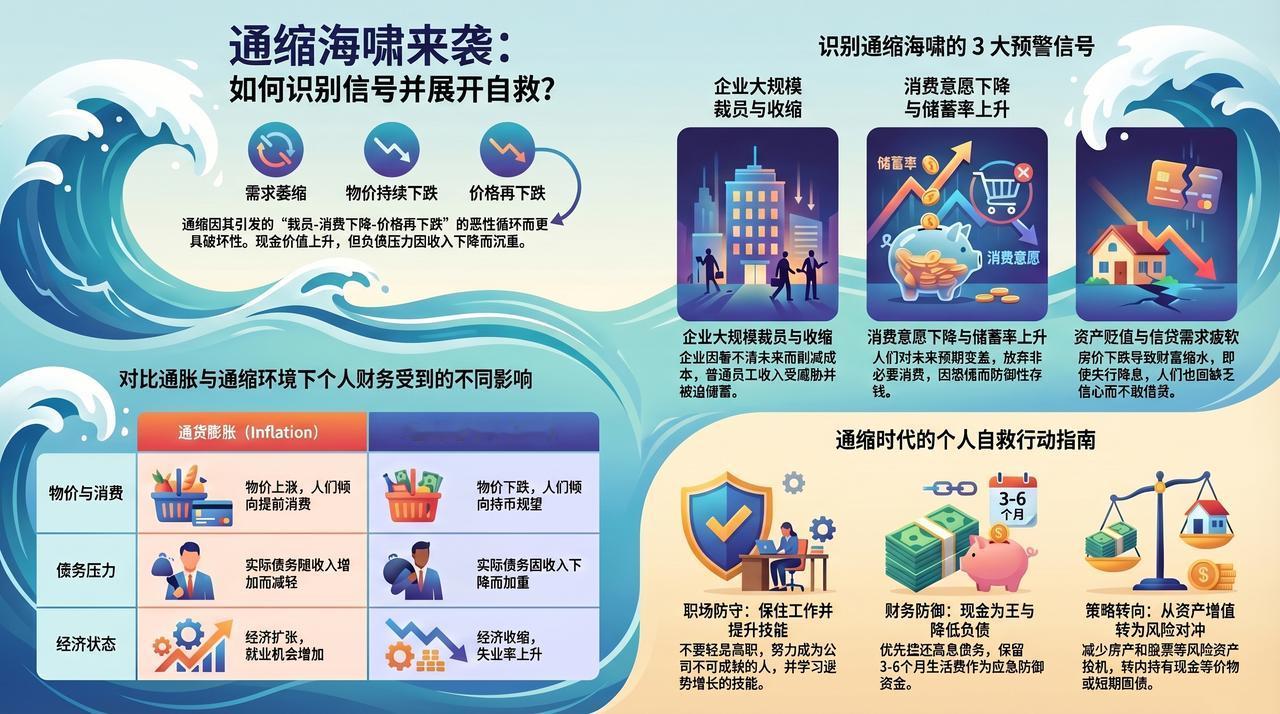 通缩海啸：五大信号下的经济自救指南通缩通缩源于消费需求萎缩引发的物价下跌恶性循环