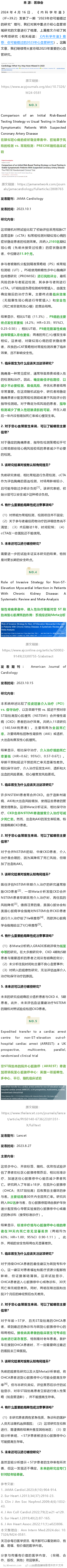《内科学年鉴》：2023年不可错过的心血管研究（二）2024年4月16日，《内科