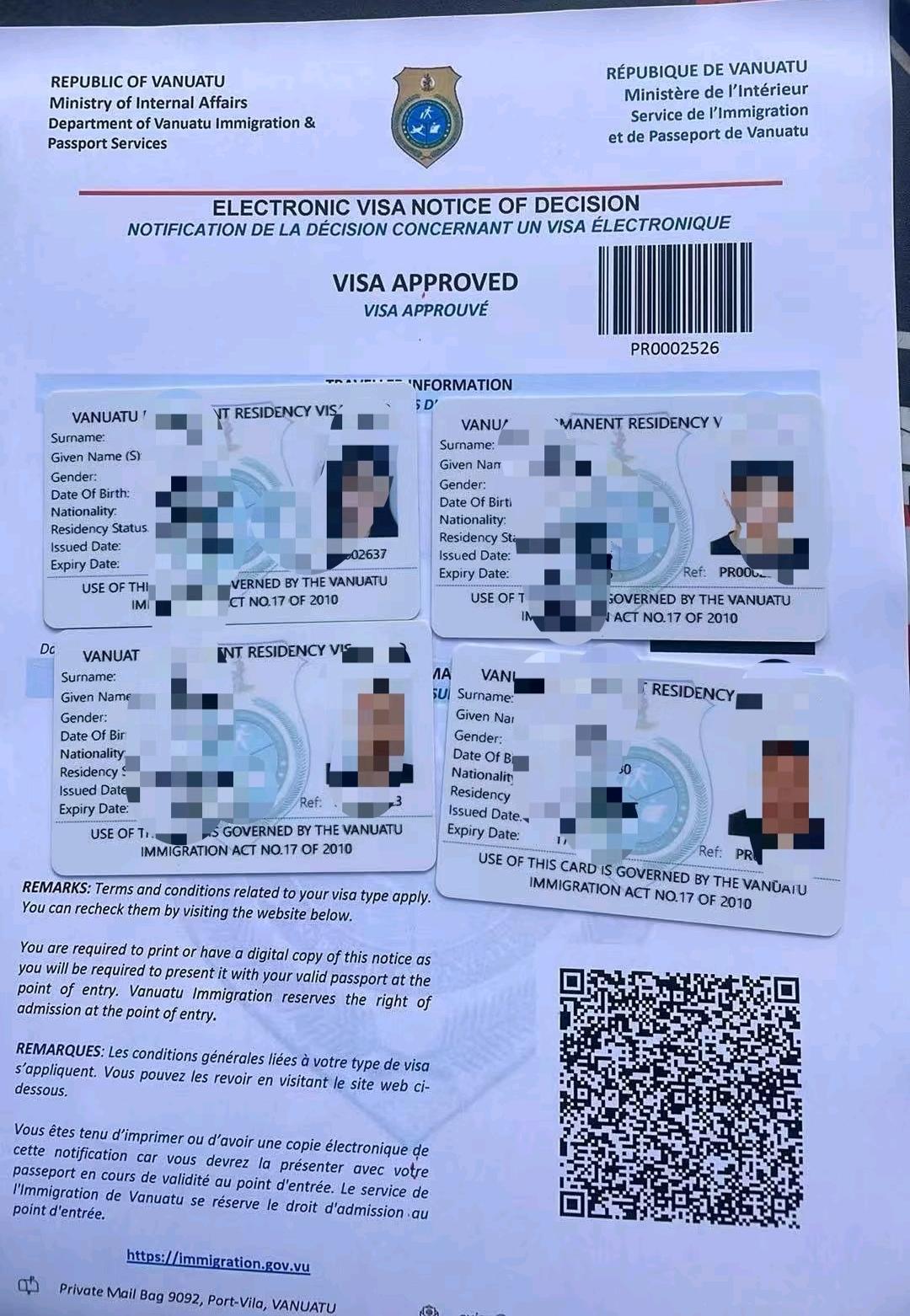 瓦努阿图绿卡，新鲜出炉！今天安排✈️
个人绿卡价格很合适。有需要的滴滴我！