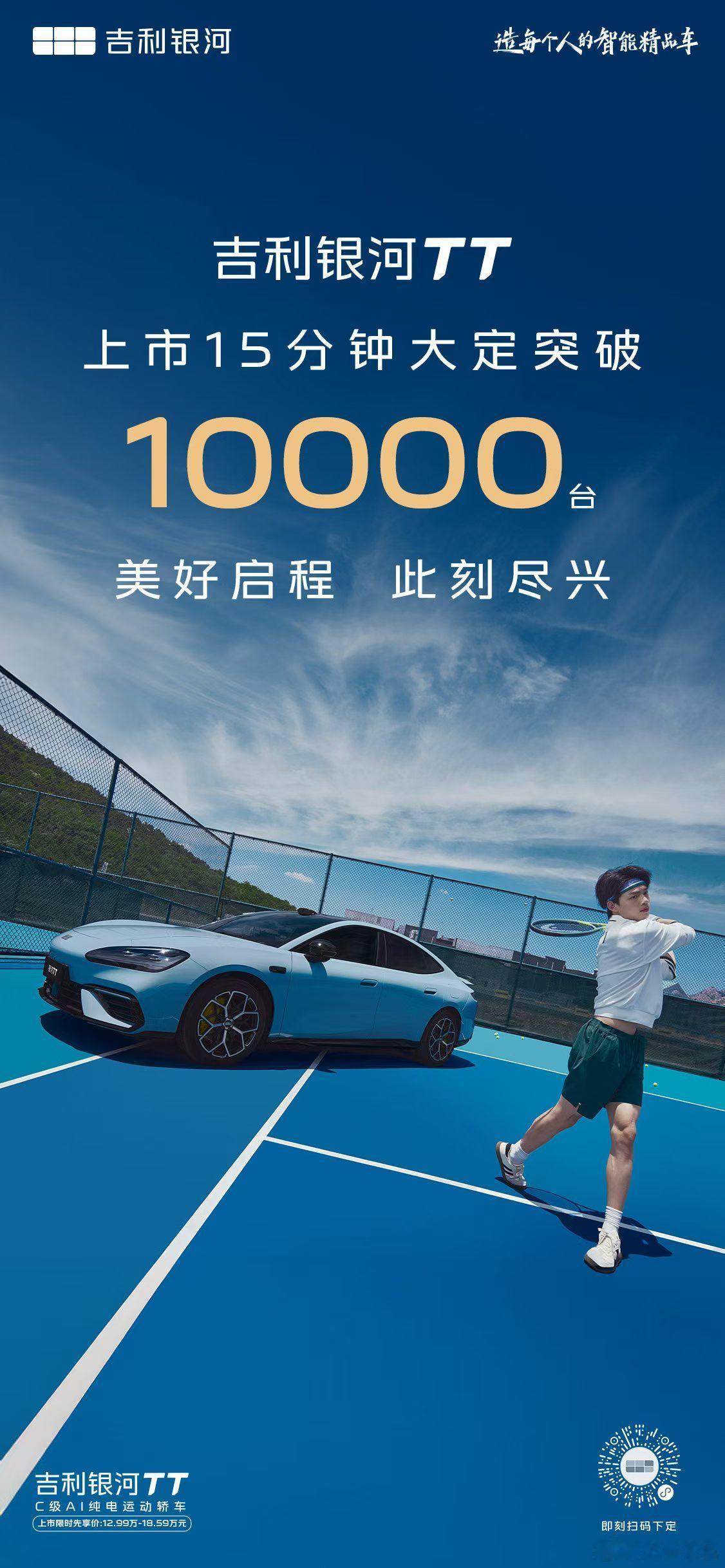 吉利银河TT 上市即热销上市15分钟，大定突破1万台热销开局，标杆印证上市限时先