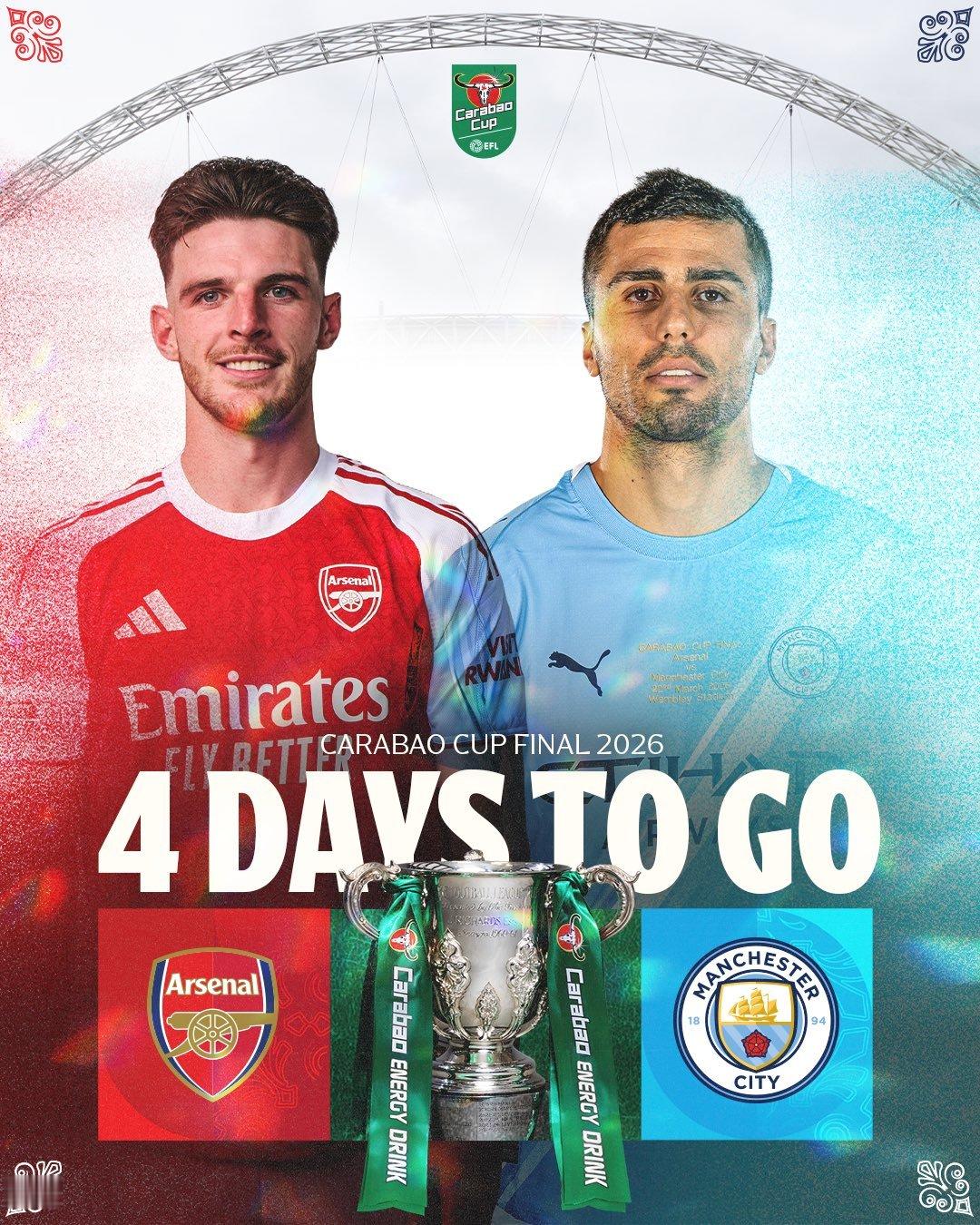 联赛杯决赛 4 days to go阿森纳vs曼城