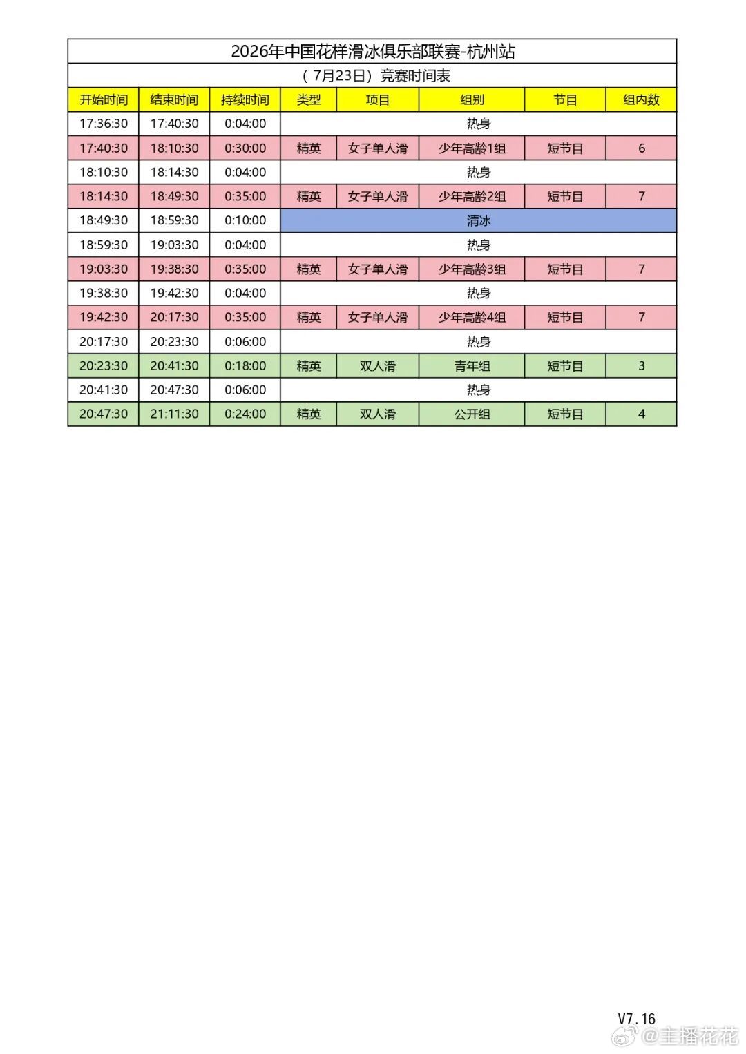 2026花样滑冰俱乐部联赛杭州站 今晚有青年组和成年组的双人短节目 