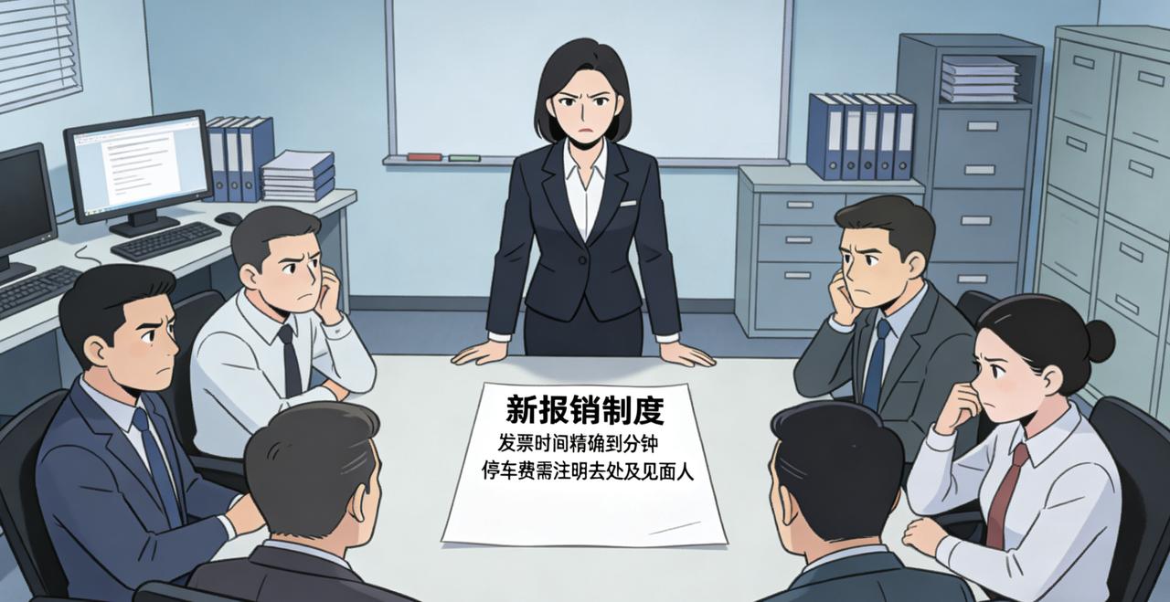 公司新来的财务总监，据说铁面无私。
第一把火就烧了报销制度：所有发票必须精确到分