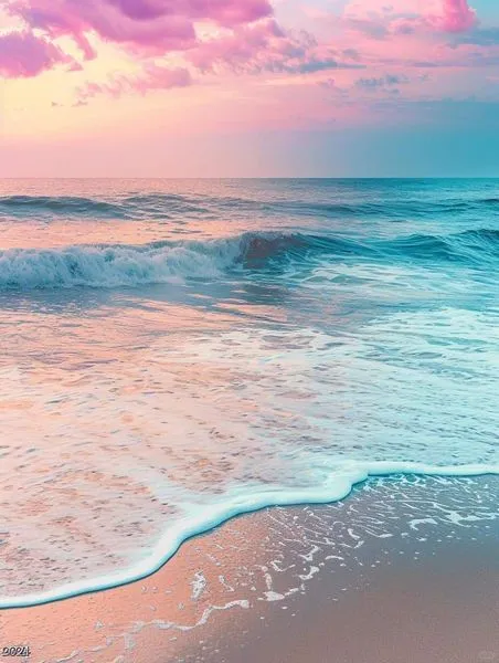 美图欣赏——夕阳下的七彩云彩与大海