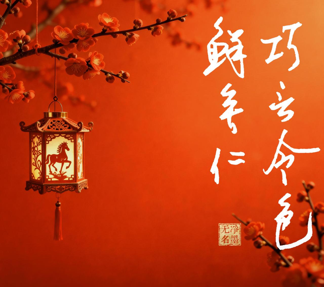 一边用新春红火、马年吉庆的意象烘托年味，一边用儒家经典警句劝诫为人处世之道——新