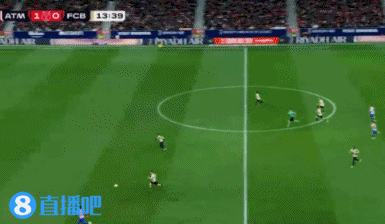 格列兹曼本场数据：1粒进球，3射2正，2次关键传球，评分7.8分