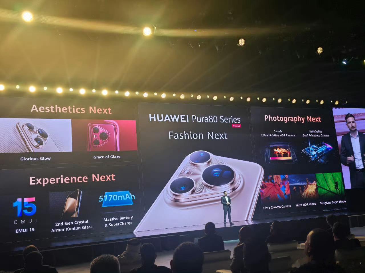 华为Pura80系列在迪拜发布了，EMUI15系统，电池5170mAh比国内小点