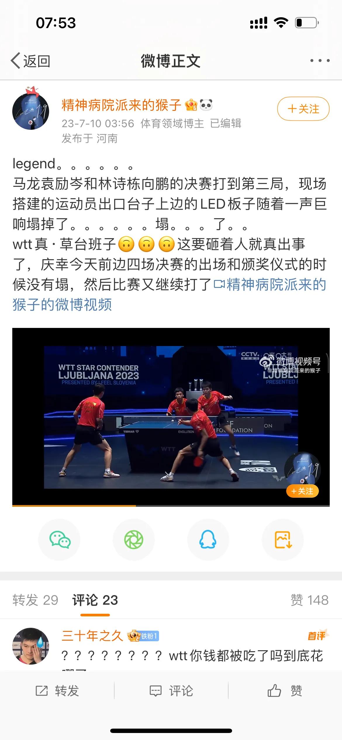 无语！WTT业余操作招惹众怒，球迷质疑不满，马龙丢冠吃大亏，刘国梁该出手了。

